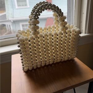Elegant Cream Beaded Handbag